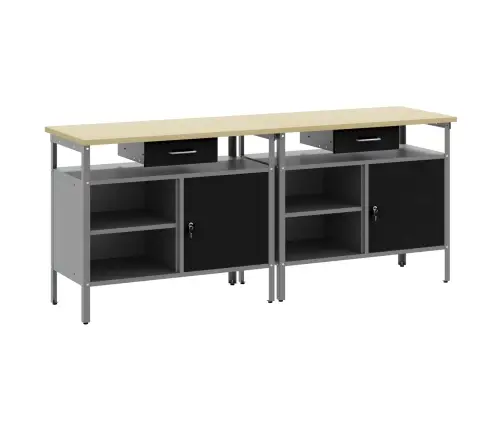 Darbagalda Komplekts Ar Atvilktni 2 Pcs Melna 200 X 55 X 85 Cm Vidaxl