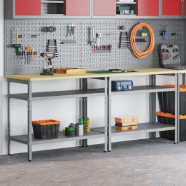 Darbagalda Komplekts 2 Pcs Pelēka 200 X 55 X 85 Cm Tērauds Vidaxl