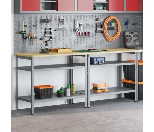 Darbastalio Komplektas 2 Pcs Pilka 200 X 55 X 85 Cm Plienas