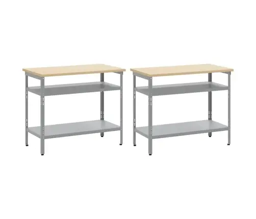 Darbastalio Komplektas 2 Pcs Pilka 200 X 55 X 85 Cm Plienas