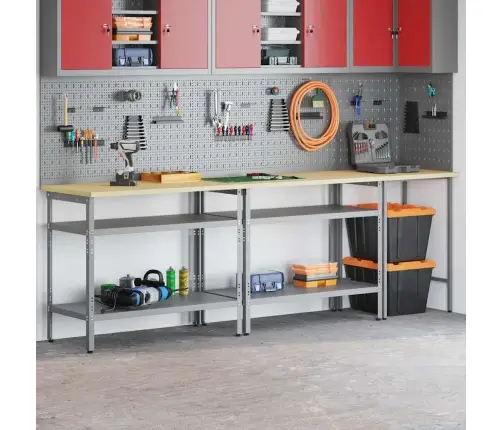 Darbastalio Komplektas Su Lentyna 3 Pcs Bežinė Ir Pilka