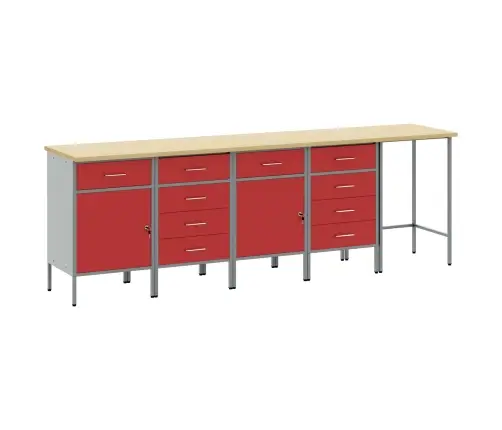 Darba Skapju Komplekts Ar Atvilktni 5 Pcs Sarkans Un Pelēks Vidaxl