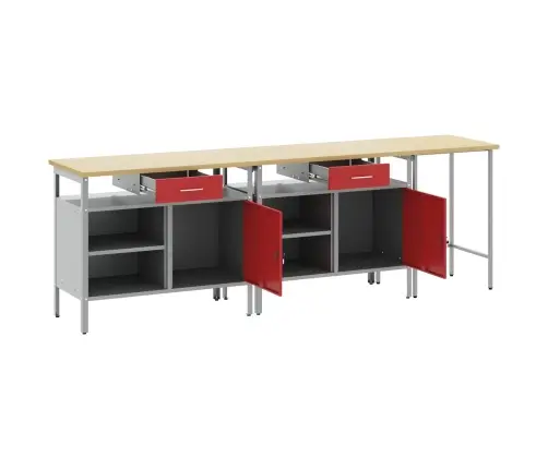 Darbagalda Komplekts Ar Atvilktni Ar Plauktu 3 Pcs Sarkana Vidaxl