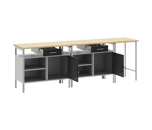 Darbagalda Komplekts Ar Atvilktni Ar Plauktu 3 Pcs Melna Vidaxl