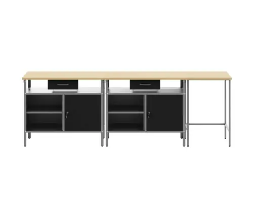 Darbagalda Komplekts Ar Atvilktni Ar Plauktu 3 Pcs Melna Vidaxl