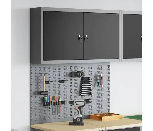 Įrankių Spintelių Rinkinys Su Lentyna Su Saugykla 3 Pcs Juoda