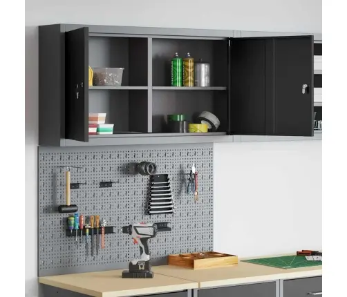 Įrankių Spintelių Rinkinys Su Lentyna Su Saugykla 3 Pcs Juoda