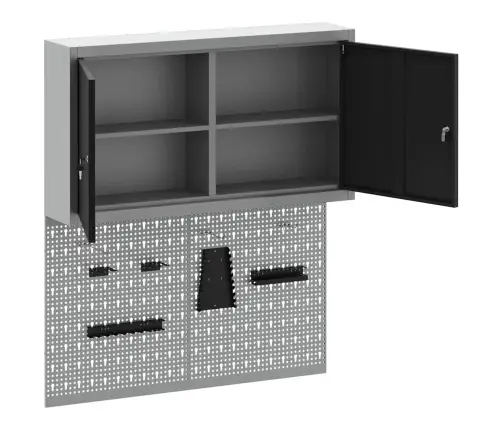 Įrankių Spintelių Rinkinys Su Lentyna Su Saugykla 3 Pcs Juoda