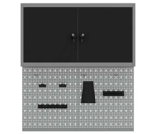 Įrankių Spintelių Rinkinys Su Lentyna Su Saugykla 3 Pcs Juoda