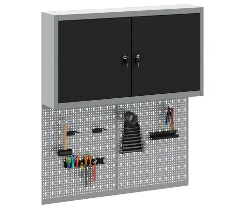Įrankių Spintelių Rinkinys Su Lentyna Su Saugykla 3 Pcs Juoda