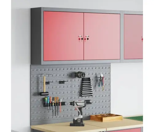 Rīku Skapju Komplekts Ar Plauktu Ar Uzglabāšanu 3 Pcs Sarkana Vidaxl