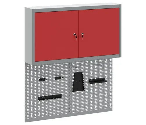 Rīku Skapju Komplekts Ar Plauktu Ar Uzglabāšanu 3 Pcs Sarkana Vidaxl