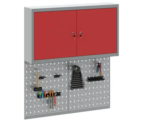 Rīku Skapju Komplekts Ar Plauktu Ar Uzglabāšanu 3 Pcs Sarkana Vidaxl