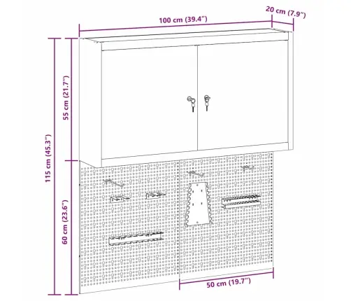Rīku Skapju Komplekts Ar Plauktu Ar Uzglabāšanu 3 Pcs Sarkana Vidaxl