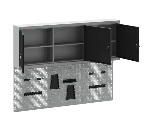 Įrankių Spintelių Rinkinys Su Lentyna Su Saugykla 5 Pcs Juoda