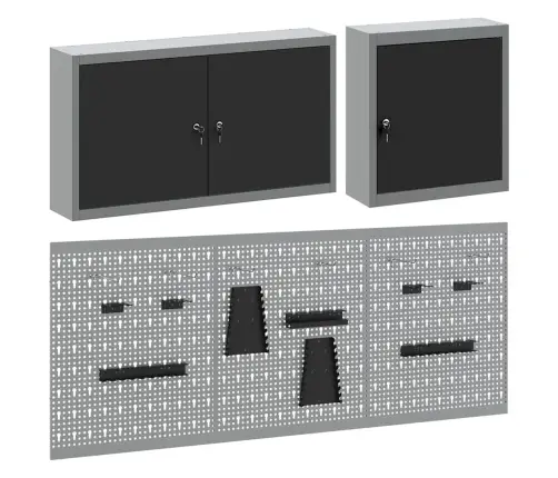 Įrankių Spintelių Rinkinys Su Lentyna Su Saugykla 5 Pcs Juoda