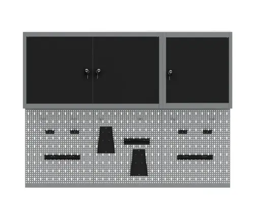 Įrankių Spintelių Rinkinys Su Lentyna Su Saugykla 5 Pcs Juoda