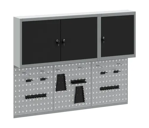 Įrankių Spintelių Rinkinys Su Lentyna Su Saugykla 5 Pcs Juoda