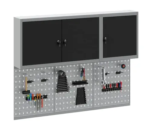 Įrankių Spintelių Rinkinys Su Lentyna Su Saugykla 5 Pcs Juoda