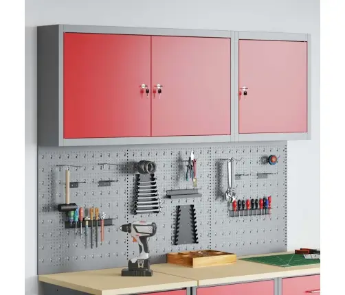 Rīku Skapju Komplekts Ar Plauktu Ar Uzglabāšanu 5 Pcs Sarkana Vidaxl