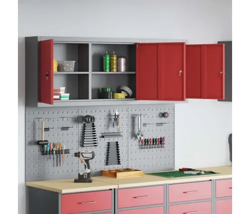 Rīku Skapju Komplekts Ar Plauktu Ar Uzglabāšanu 5 Pcs Sarkana Vidaxl