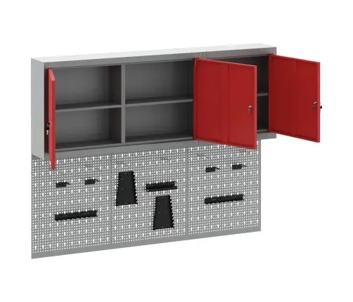 Rīku Skapju Komplekts Ar Plauktu Ar Uzglabāšanu 5 Pcs Sarkana Vidaxl