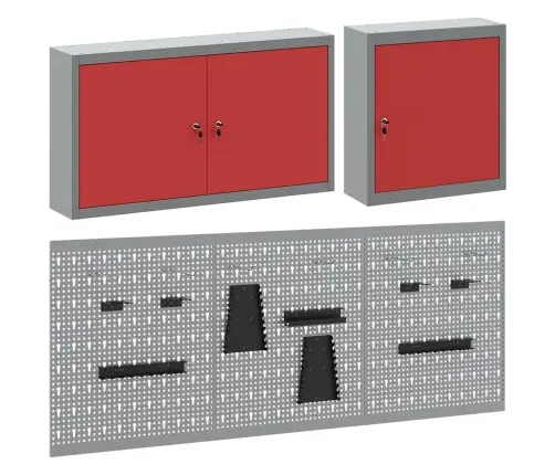 Rīku Skapju Komplekts Ar Plauktu Ar Uzglabāšanu 5 Pcs Sarkana Vidaxl