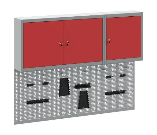 Rīku Skapju Komplekts Ar Plauktu Ar Uzglabāšanu 5 Pcs Sarkana Vidaxl