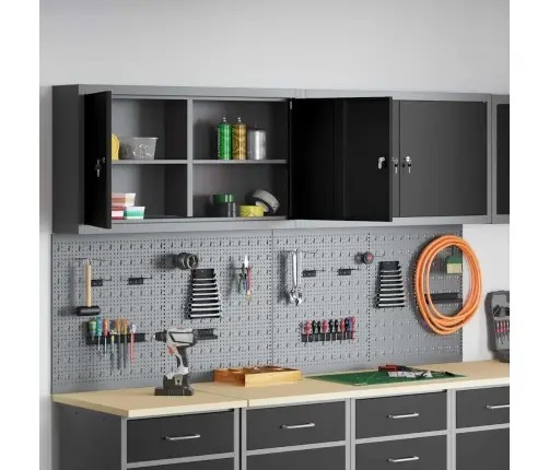 Rīku Skapju Komplekts Ar Plauktu Ar Uzglabāšanu 6 Pcs Melna Vidaxl