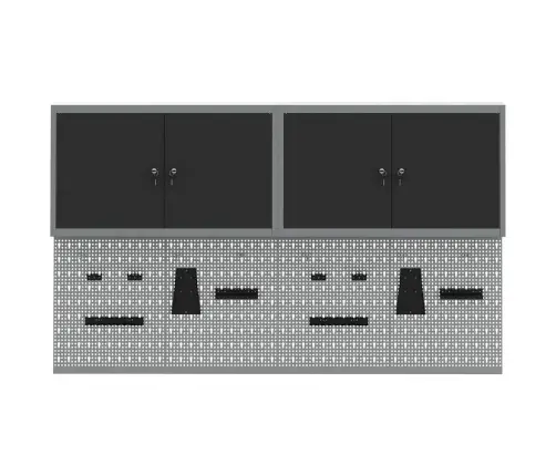 Rīku Skapju Komplekts Ar Plauktu Ar Uzglabāšanu 6 Pcs Melna Vidaxl