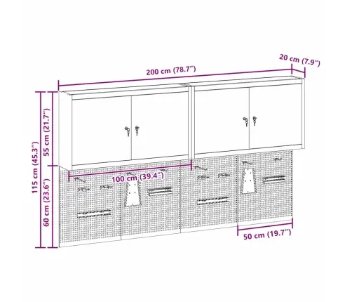 Rīku Skapju Komplekts Ar Plauktu Ar Uzglabāšanu 6 Pcs Melna Vidaxl