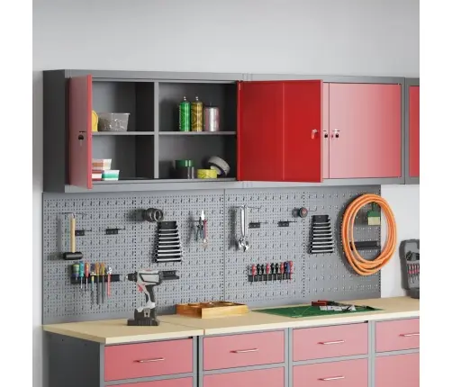 Rīku Skapju Komplekts Ar Plauktu Ar Uzglabāšanu 6 Pcs Sarkana Vidaxl