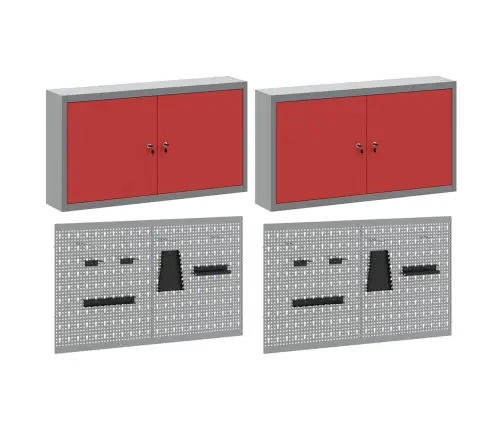 Rīku Skapju Komplekts Ar Plauktu Ar Uzglabāšanu 6 Pcs Sarkana Vidaxl