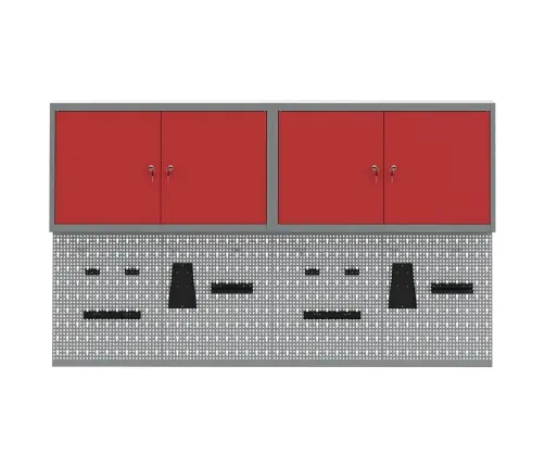 Rīku Skapju Komplekts Ar Plauktu Ar Uzglabāšanu 6 Pcs Sarkana Vidaxl