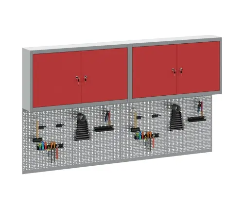 Rīku Skapju Komplekts Ar Plauktu Ar Uzglabāšanu 6 Pcs Sarkana Vidaxl