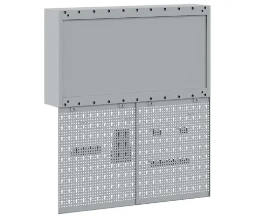 3 Daļu Rīku Skapja Un Plāksnes Komplekts Pie Sienas Melnā Metalizētā Krāsā Vidaxl
