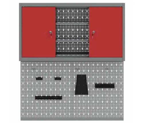 Rīku Skapju Komplekts Ar Plauktu Ar Uzglabāšanu 3 Pcs Sarkana Vidaxl