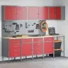 Rīku Skapju Komplekts Ar Plauktu Ar Uzglabāšanu 4 Pcs Sarkana Vidaxl