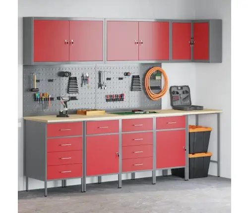 6 Daļu Rīku Skapja Un Paneļa Komplekts Pie Sienas Melns Metāls Vidaxl