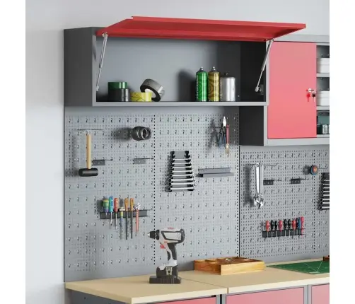 Rīku Skapju Komplekts Ar Plauktu Ar Uzglabāšanu 3 Pcs Sarkana Vidaxl