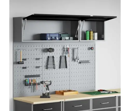 Įrankių Spintelių Rinkinys Su Lentyna Su Saugykla 5 Pcs Juoda