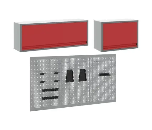 Rīku Skapju Komplekts Ar Plauktu Ar Uzglabāšanu 5 Pcs Sarkana Vidaxl