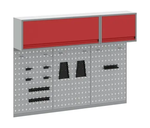 Rīku Skapju Komplekts Ar Plauktu Ar Uzglabāšanu 5 Pcs Sarkana Vidaxl