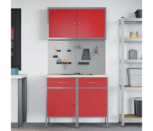 Darbagalds Ar Atvilktni 5 Pcs Sarkana 100 X 55 X 200 Cm Tērauds Vidaxl