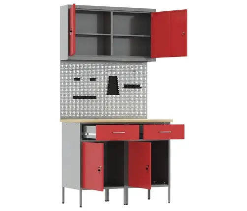 Darbagalds Ar Atvilktni 5 Pcs Sarkana 100 X 55 X 200 Cm Tērauds Vidaxl