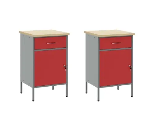 Darbagalds Ar Atvilktni 5 Pcs Sarkana 100 X 55 X 200 Cm Tērauds Vidaxl