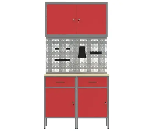 Darbagalds Ar Atvilktni 5 Pcs Sarkana 100 X 55 X 200 Cm Tērauds Vidaxl