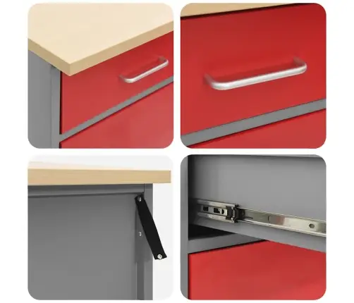 Darba Skapju Komplekts Ar Atvilktni Ar Plauktu 6 Pcs Sarkana Vidaxl