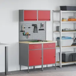 Darba Skapju Komplekts Ar Atvilktni Ar Plauktu 6 Pcs Sarkana Vidaxl