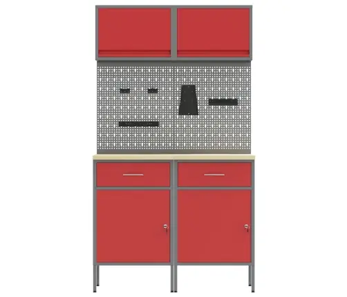 Darba Skapju Komplekts Ar Atvilktni Ar Plauktu 6 Pcs Sarkana Vidaxl